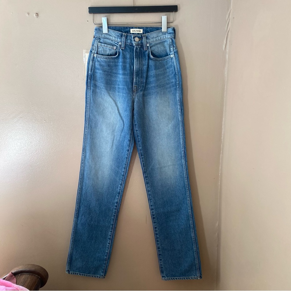 GRLFRND Sara jeans Super High Rise Slim Straight Rambla blue Revolve 25 new - Picture 8 of 15